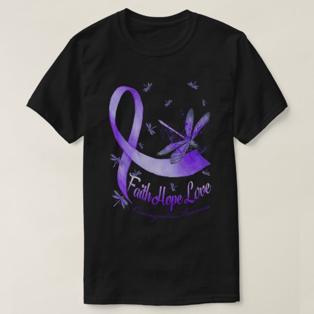 Faith Hope Love Craniosynostosis Awareness Dragonf T-Shirt (Design Front)