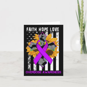 Faith Hope Love Cross And Flag Overdose Awareness  Card