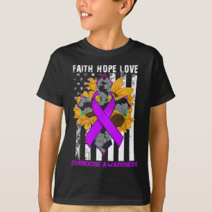 Faith Hope Love Cross And Flag Overdose Awareness T-Shirt