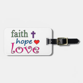 Faith Hope Love Cross Heart Luggage Tag