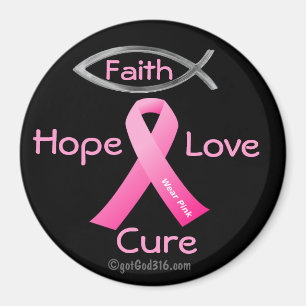 Faith Hope Love Cure gotGod316.com Pink Ribbon Magnet