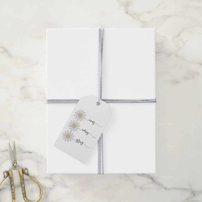 Faith Hope Love Daisies Gift Tags (With Twine)