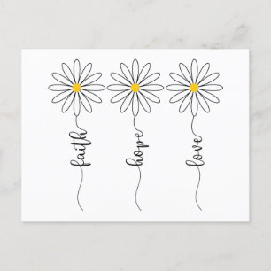 Faith Hope Love Daisies Postcard