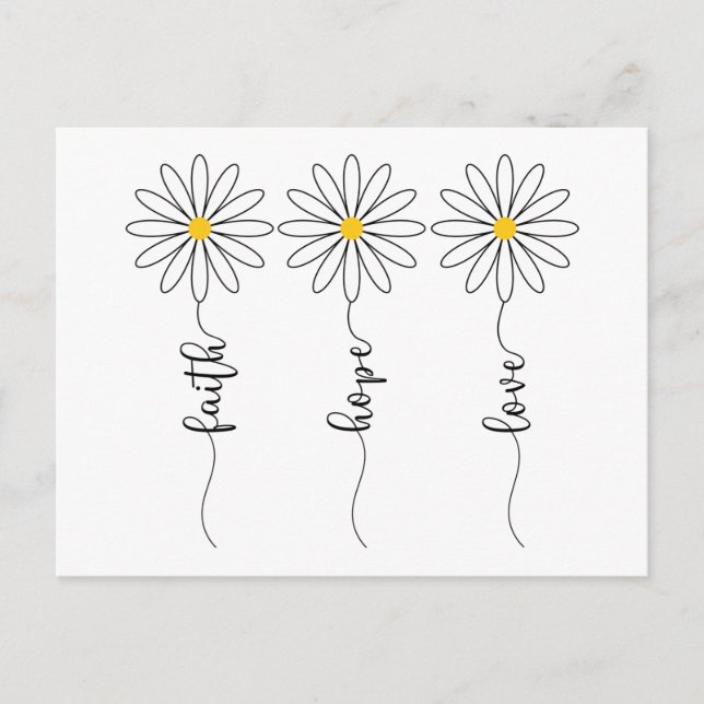 Faith Hope Love Daisies Postcard (Front)