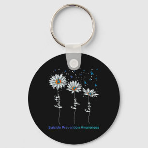 Faith Hope Love Daisy Suicide Prevention Awareness Keychain