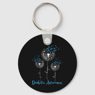 Faith Hope Love Dandelion Flower Diabetes Awarenes Keychain