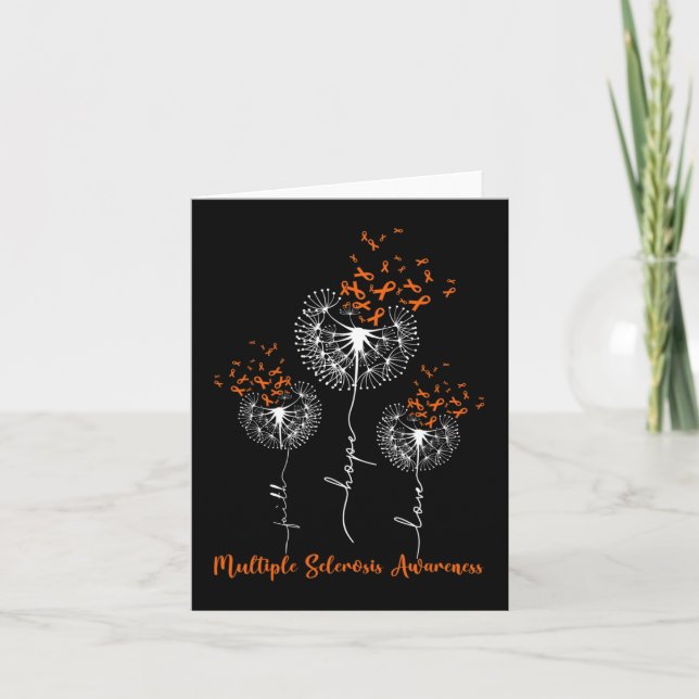 Faith Hope Love Dandelion Multiple Sclerosis Aware Card (Front)