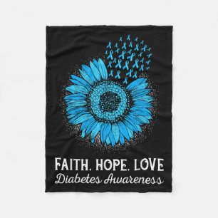 Faith Hope Love Diabetes Awareness Fleece Blanket