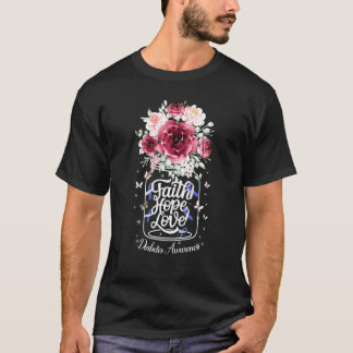 faith hope love diabetes awareness grey blue ribbo T-Shirt