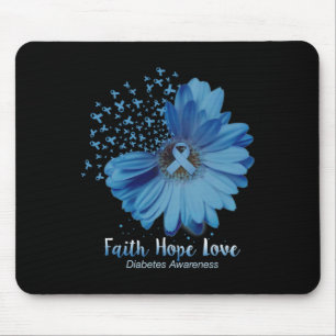 Faith Hope Love Diabetes Awareness Sunflower Mouse Pad