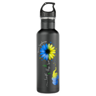 Faith Hope Love Down Syndrome Awareness Ribbon Yel 710 Ml Water Bottle