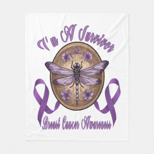 Faith Hope Love Dragonfly Breast Cancer Awareness Fleece Blanket