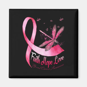 Faith Hope Love Dragonfly Breast Cancer Awareness Magnet