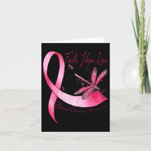 Faith Hope Love Dragonfly Pink Ribbon Breast Cance Card