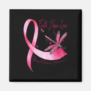 Faith Hope Love Dragonfly Pink Ribbon Breast Cance Magnet