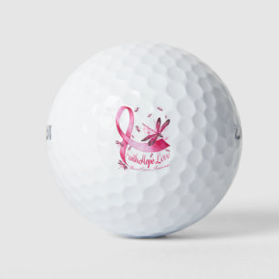 Faith Hope Love Dragonfly Pink Ribbon Breast Golf Balls