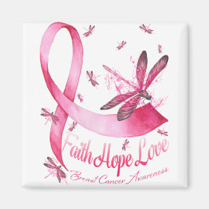 Faith Hope Love Dragonfly Pink Ribbon Breast Magnet