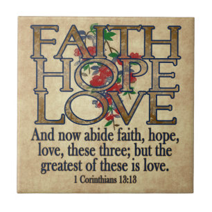 Faith Hope Love Elegant Bible Scripture Christian Tile