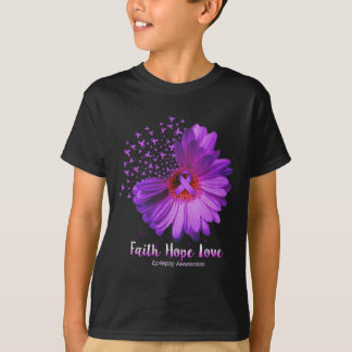 Faith Hope Love Epilepsy Awareness Sunflower T-Shirt