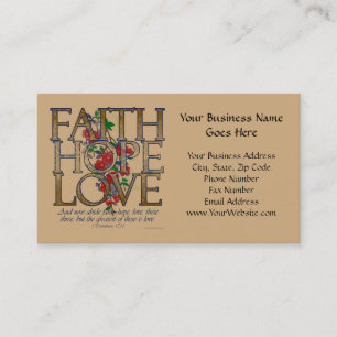 Faith Hope Love, Floral Design With Bible Verse Business Card