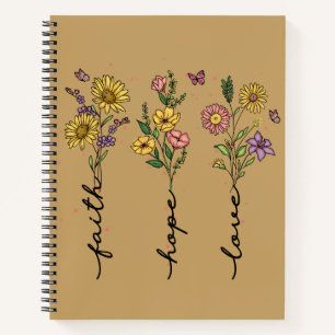 Faith Hope Love Floral   Inspirational Christian Notebook