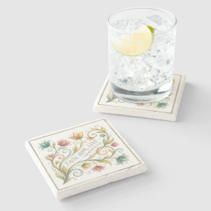 Faith Hope Love floral Stone Coaster
