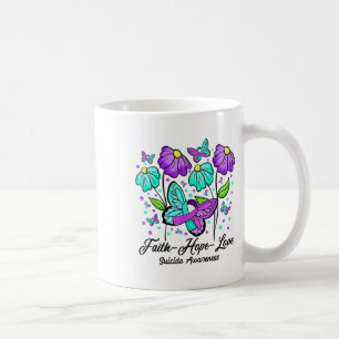 Faith Hope Love Flower Butterfly Suicide Awareness Coffee Mug