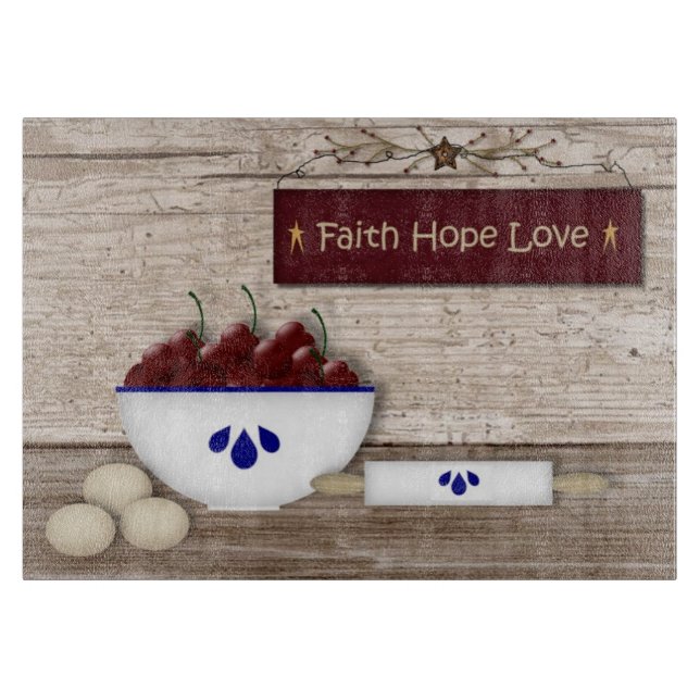 Faith Hope Love Glass Cutting Board (Front)