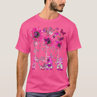 Faith Hope Love Gnome Ribbon Breast Cancer Awarene T-Shirt