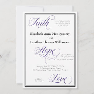 Faith Hope Love Graceful Script Faire-part de mari