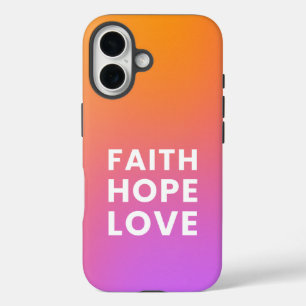 Faith Hope Love Gradient Colour Orange Purple iPhone 16 Case