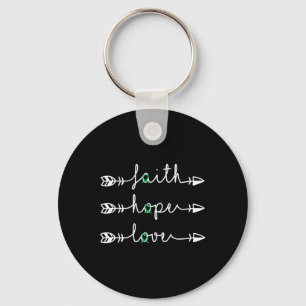 Faith Hope Love Green Ribbon Kidney Disease Awaren Keychain
