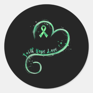 Faith Hope Love Green Ribbon Mental Health Awarene Classic Round Sticker
