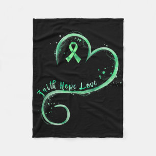 Faith Hope Love Green Ribbon Mental Health Awarene Fleece Blanket