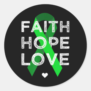 Faith Hope Love Green Ribbon Shirt Mental Health A Classic Round Sticker