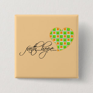 Faith Hope Love Heart 1 Corinthians 13:13 2 Inch Square Button