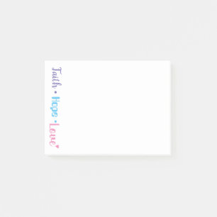 Faith Hope Love Heart Inspirational Christian 4x3 Post-it Notes