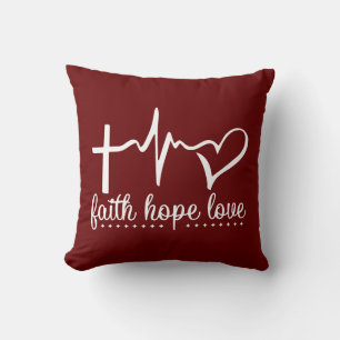 Faith Hope Love Heartbeat Throw Pillow