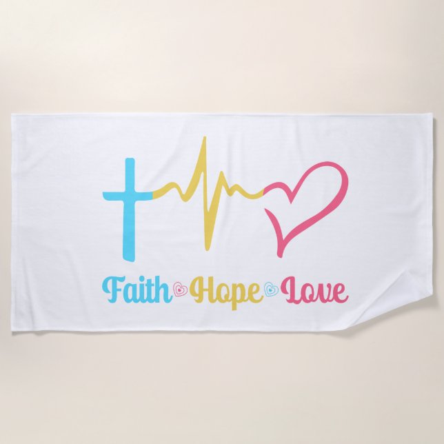 Faith Hope Love Hearts       Beach Towel (Front)