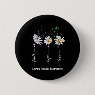 Faith Hope Love Kidney Disease Awareness Flower Gi 2 Inch Round Button