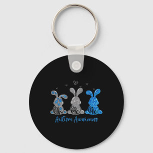 Faith Hope Love Leopard Easter Bunny Autism Awaren Keychain