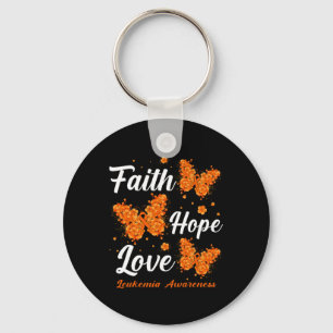 Faith Hope Love Leukaemia Awareness Butterfly Keychain