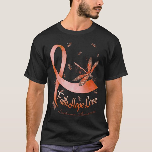 Faith Hope Love Leukaemia Awareness Dragonfly T-Shirt (Front)