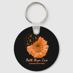 Faith Hope Love Leukaemia Awareness Flower Be Stro Keychain