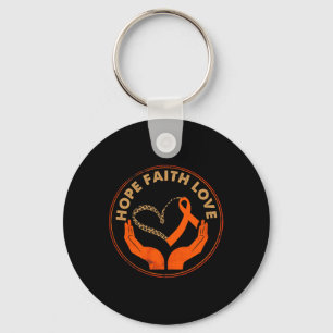 Faith Hope Love Leukaemia Awareness Heart Orange R Keychain