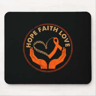 Faith Hope Love Leukaemia Awareness Heart Orange R Mouse Pad