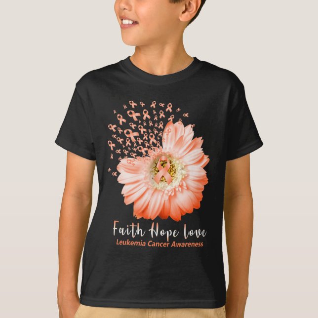 Faith Hope Love Leukaemia Awareness Orange Ribbon  T-Shirt (Front)