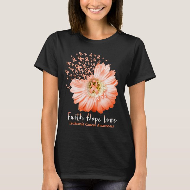 Faith Hope Love Leukaemia Awareness Orange Ribbon  T-Shirt (Front)