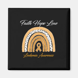 Faith Hope Love Leukaemia Awareness Ribbon Orange Magnet