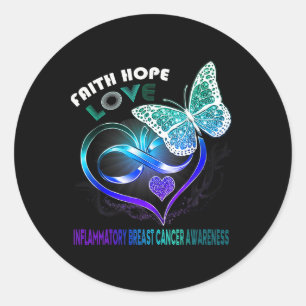 Faith Hope Love Male Breast Cancer Awareness Heart Classic Round Sticker